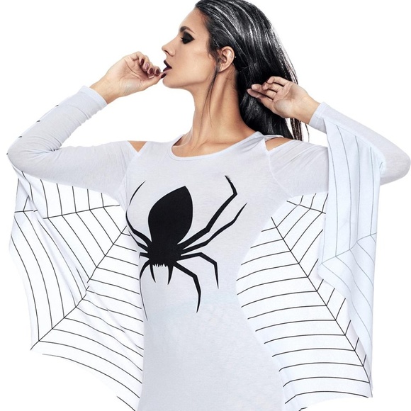 New Womens Spider Web Halloween Costume Size M/L - Picture 3 of 8
